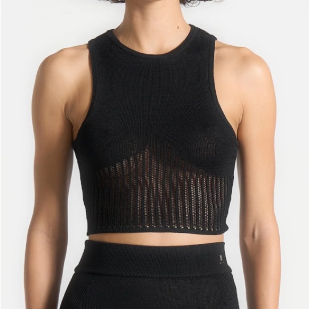 Maniere De Voir Black Knit Crop Top